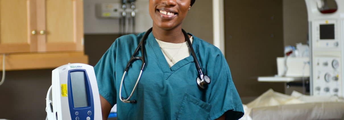 Smiling African-American healthcare professional