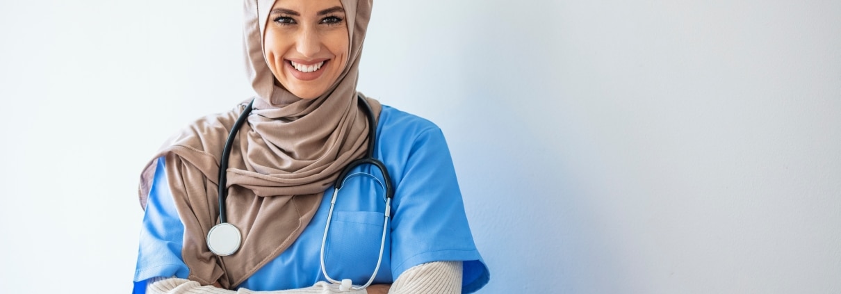 Smiling nurse with dimples