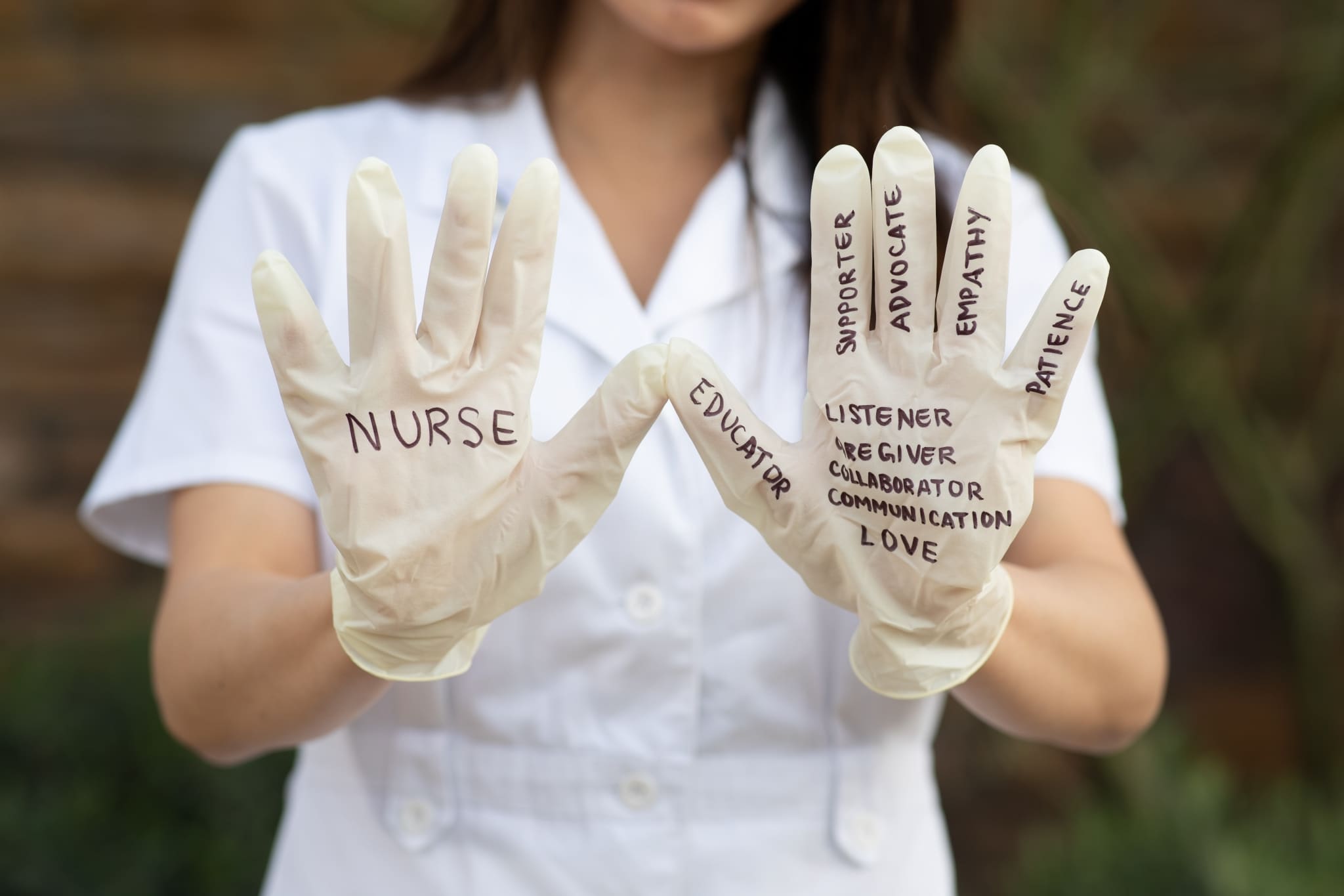 Nurse wearing gloves