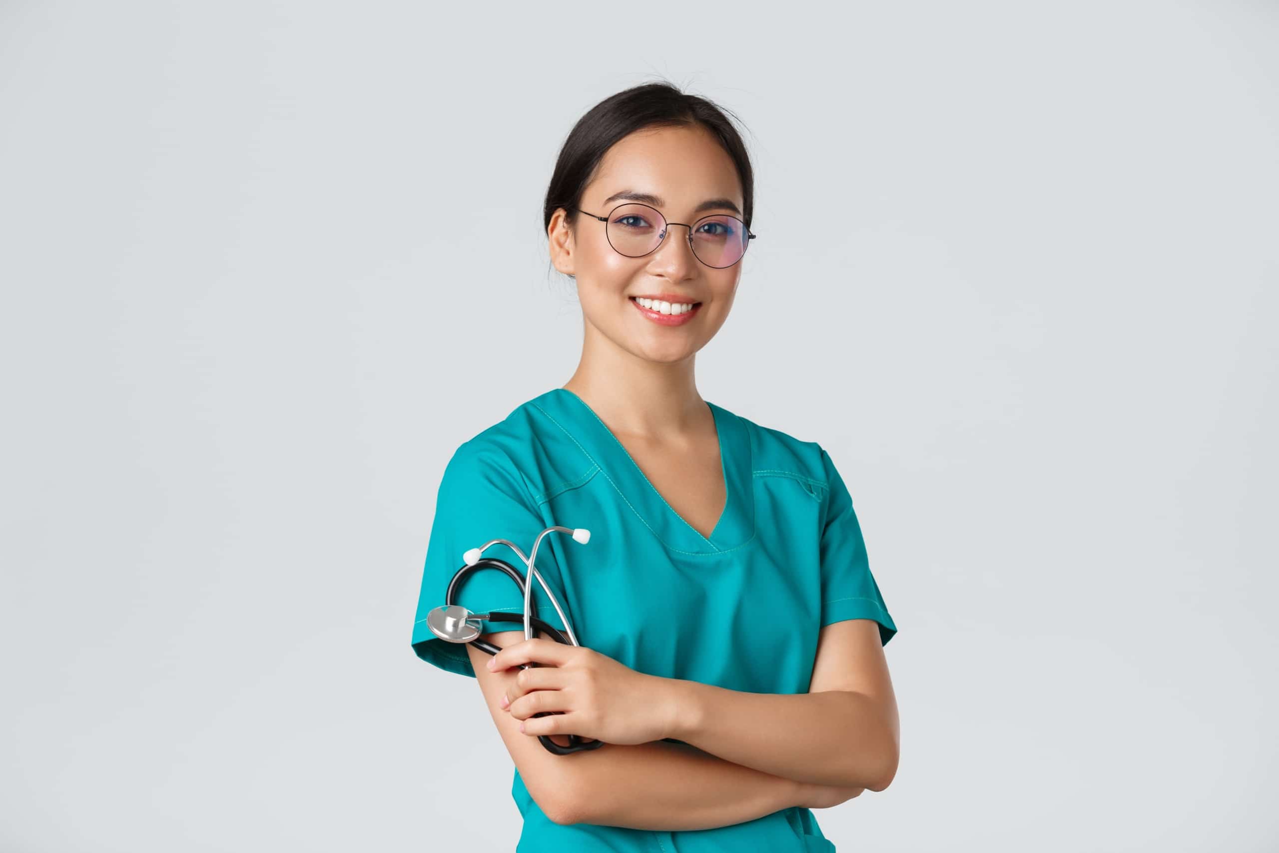 Asian nurse with a stethoscope