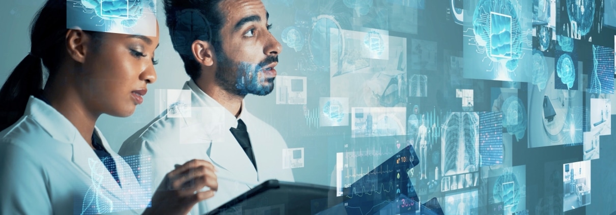 Medical professionals working with remote technology