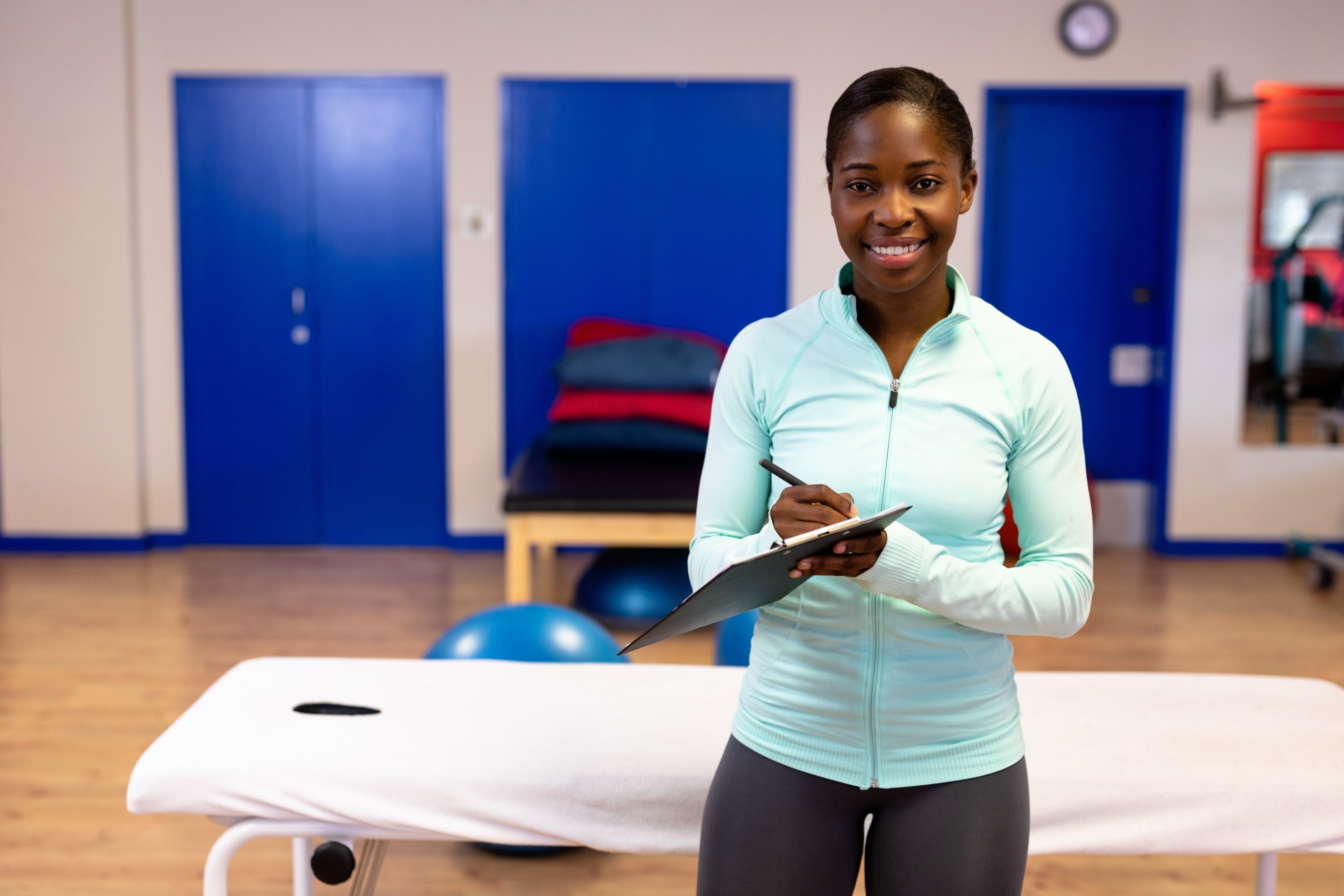 African-American physiotherapist in a clinic