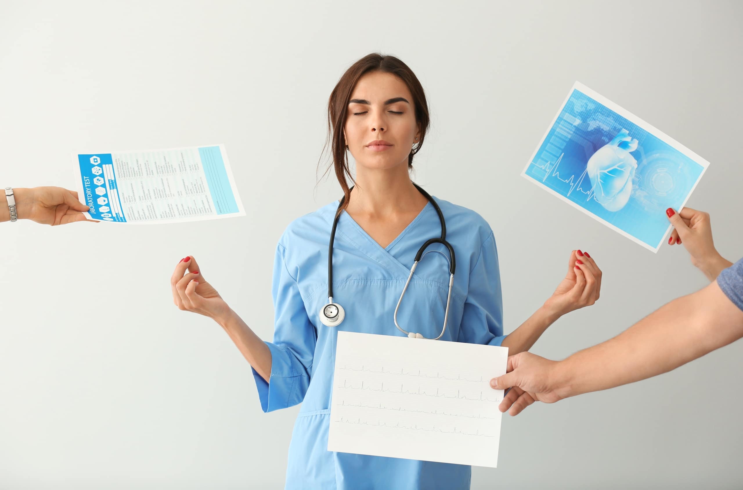 Young nurse maintaining calm despite work stress